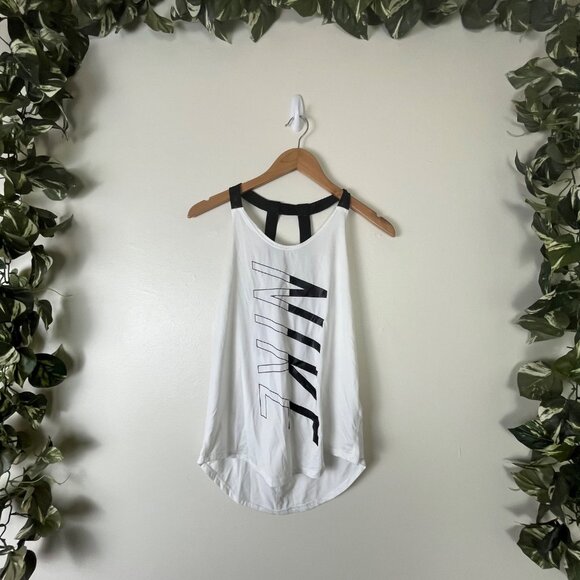 Nike Athletic Dri-Fit Graphic Racerback Tank Top White Women’s Size S - Picture 1 of 7